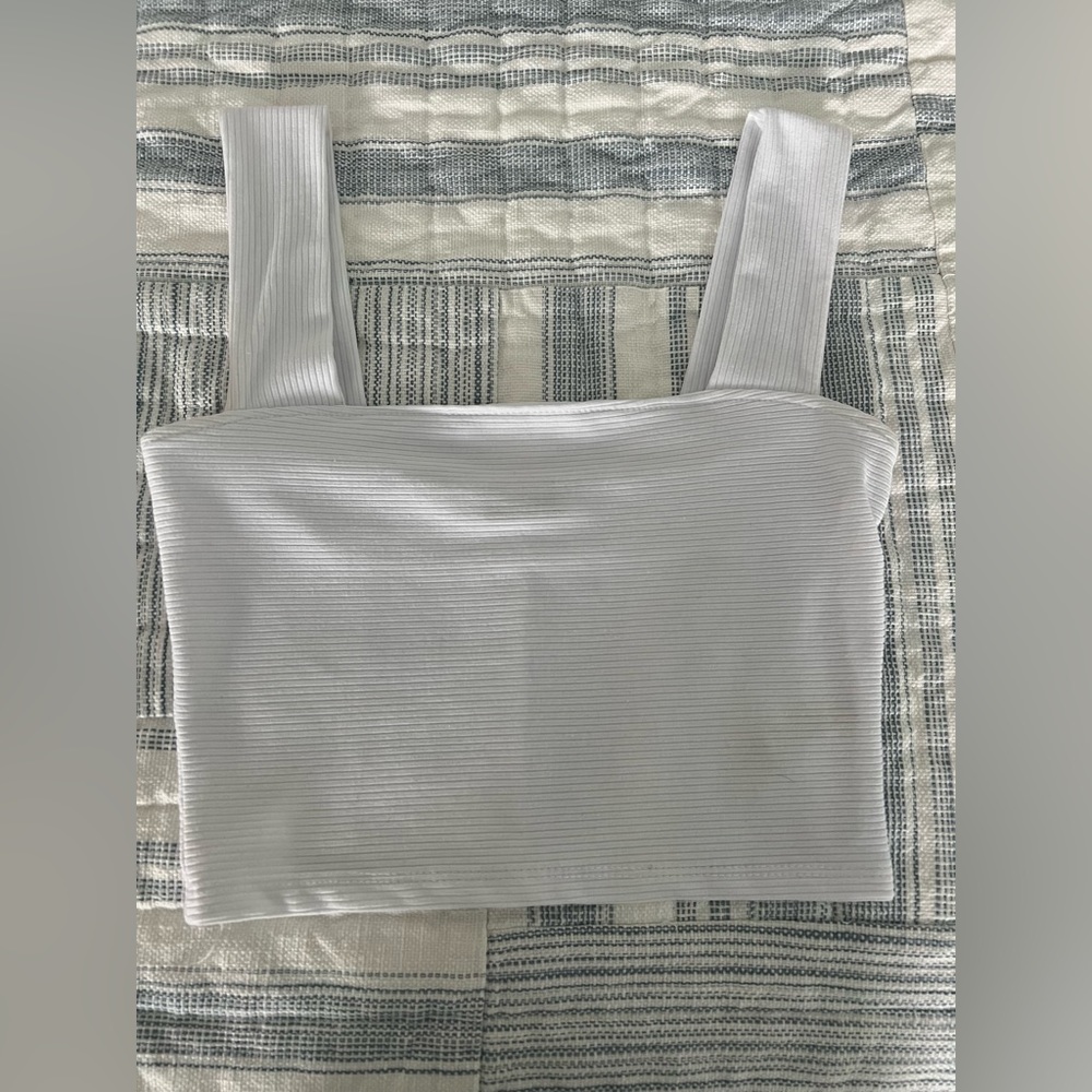 Free People Ribbed White Cropped Tank